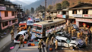 Read more about the article धुसाड़ा में भीषण सड़क हादसा: एचआरटीसी बस और कार की टक्कर में एक की मौत, कई घायल