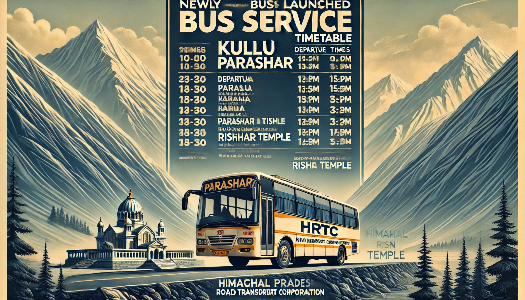 Himachal Road Transport Corporation from Kullu to Parashar Rishi Temple