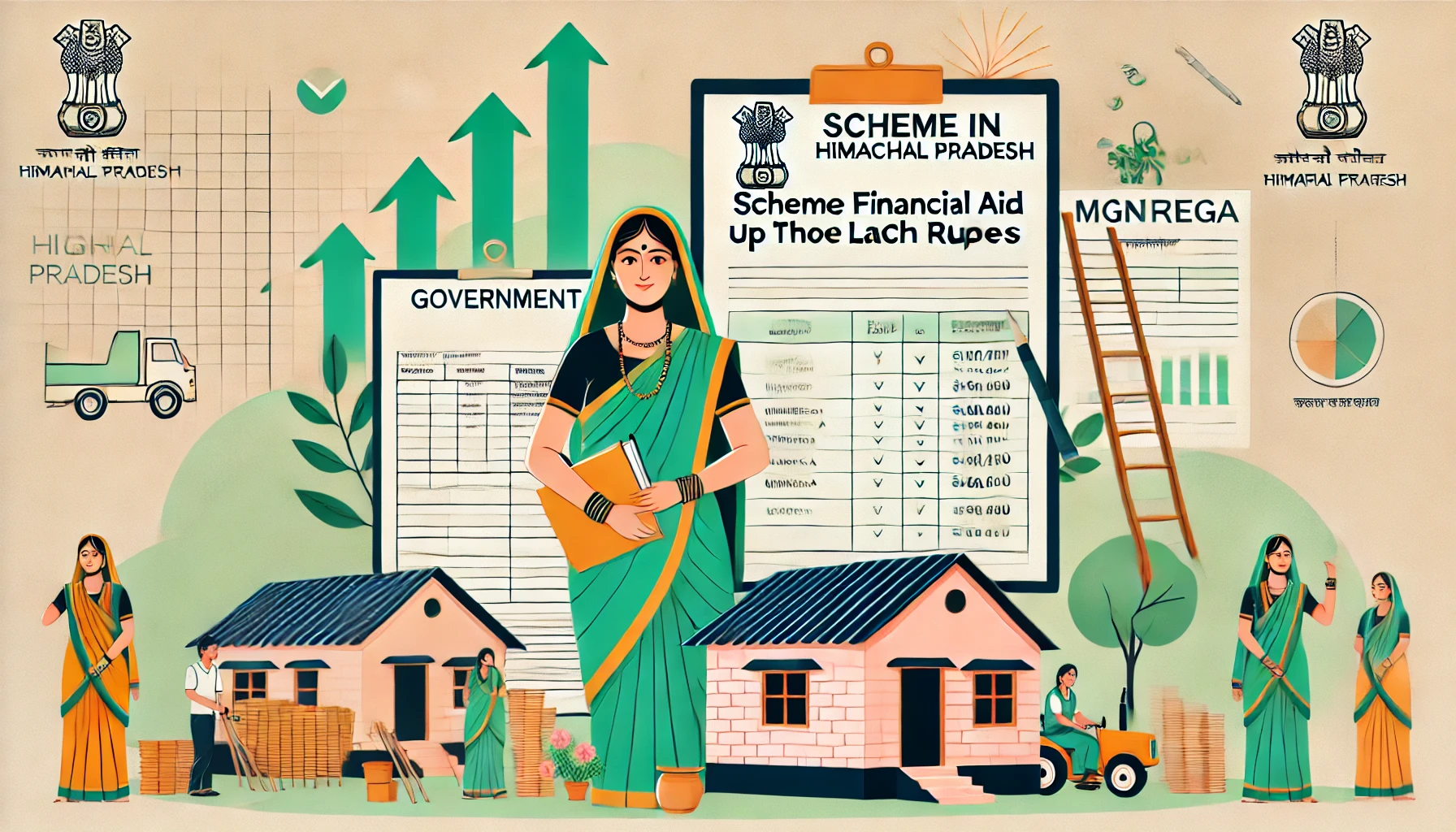 An informative image highlighting the scheme in Himachal Pradesh that provides financial aid of up to three lakh rupees to female MGNREGA workers