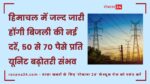 हिमाचल में जल्द जारी होंगी बिजली की नई दरें, 50 से 70 पैसे प्रति यूनिट बढ़ोतरी संभव