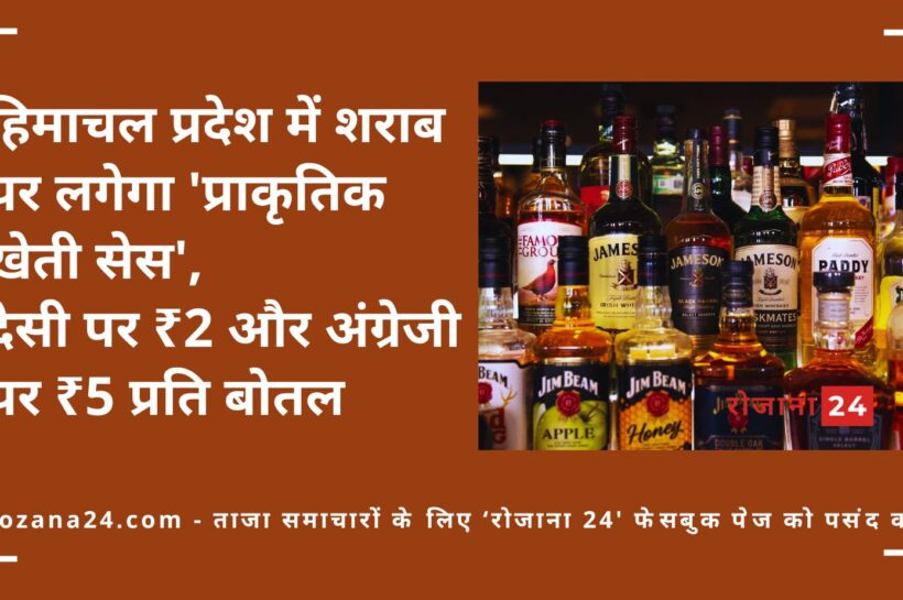 हिमाचल प्रदेश में शराब पर लगेगा 'प्राकृतिक खेती सेस', देसी पर ₹2 और अंग्रेजी पर ₹5 प्रति बोतल