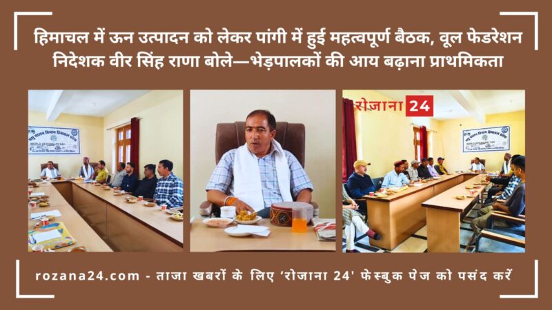 हिमाचल में ऊन उत्पादन को लेकर पांगी में हुई महत्वपूर्ण बैठक, वूल फेडरेशन निदेशक वीर सिंह राणा बोले—भेड़पालकों की आय बढ़ाना प्राथमिकता